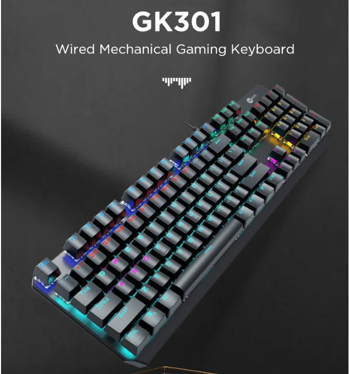 Lenovo Lecoo GK301 blue switch rgb led keyboard mechanical game keyboard laptop desktop best wired gaming keyboard