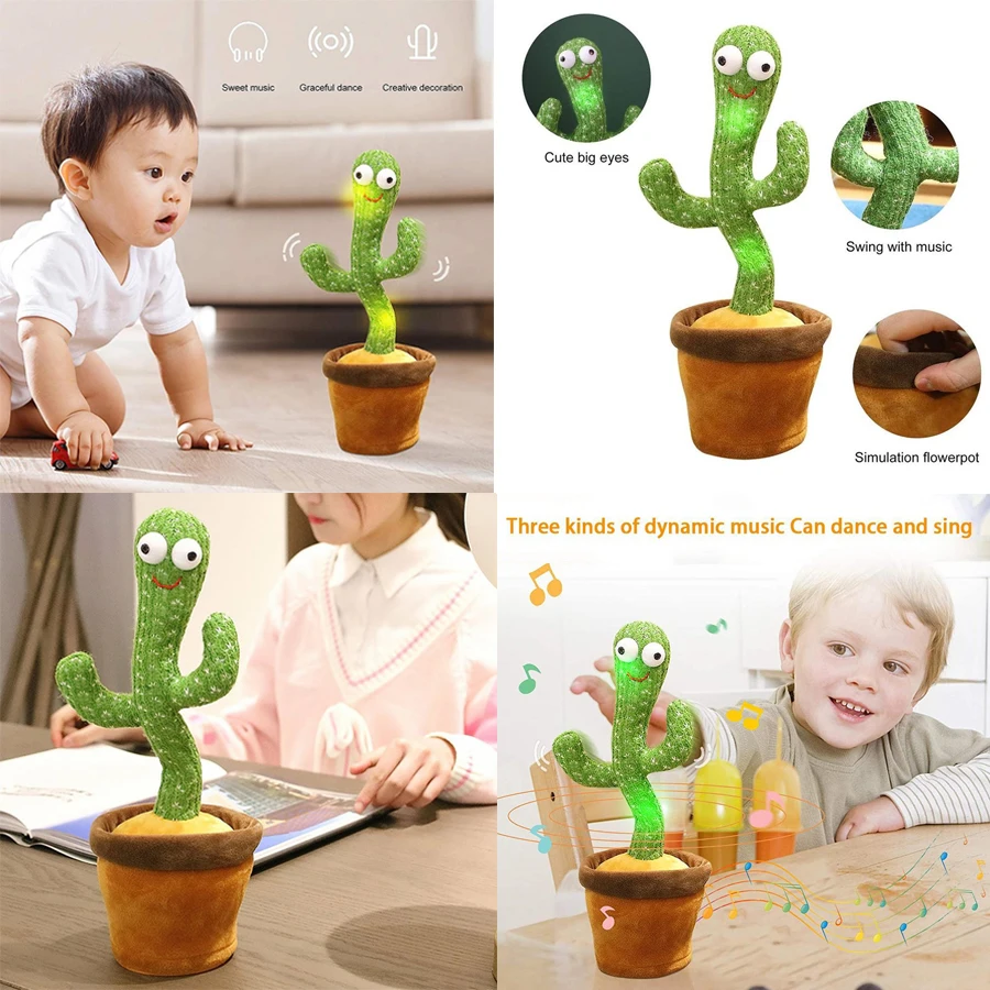 Dancing Cactus Electron Plush Toy Soft Plush Doll Babies Cactus That Can Sing And Dance Voice Interactive Bled Stark Toy For Kid