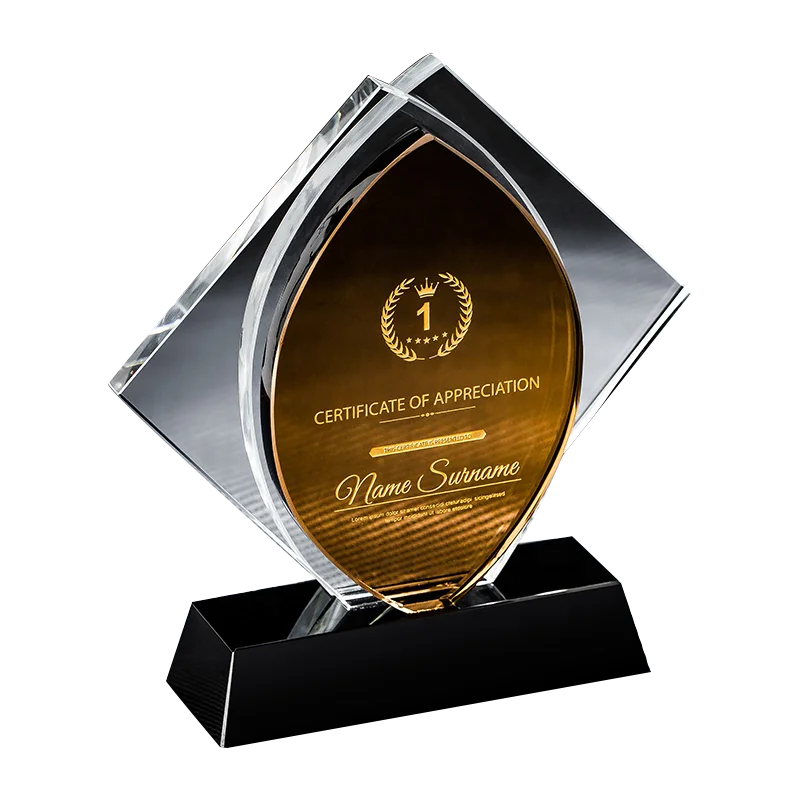 High Quality Diamond Shape k9 Blank Crystal Plaque Award Crystal Glass Trophy