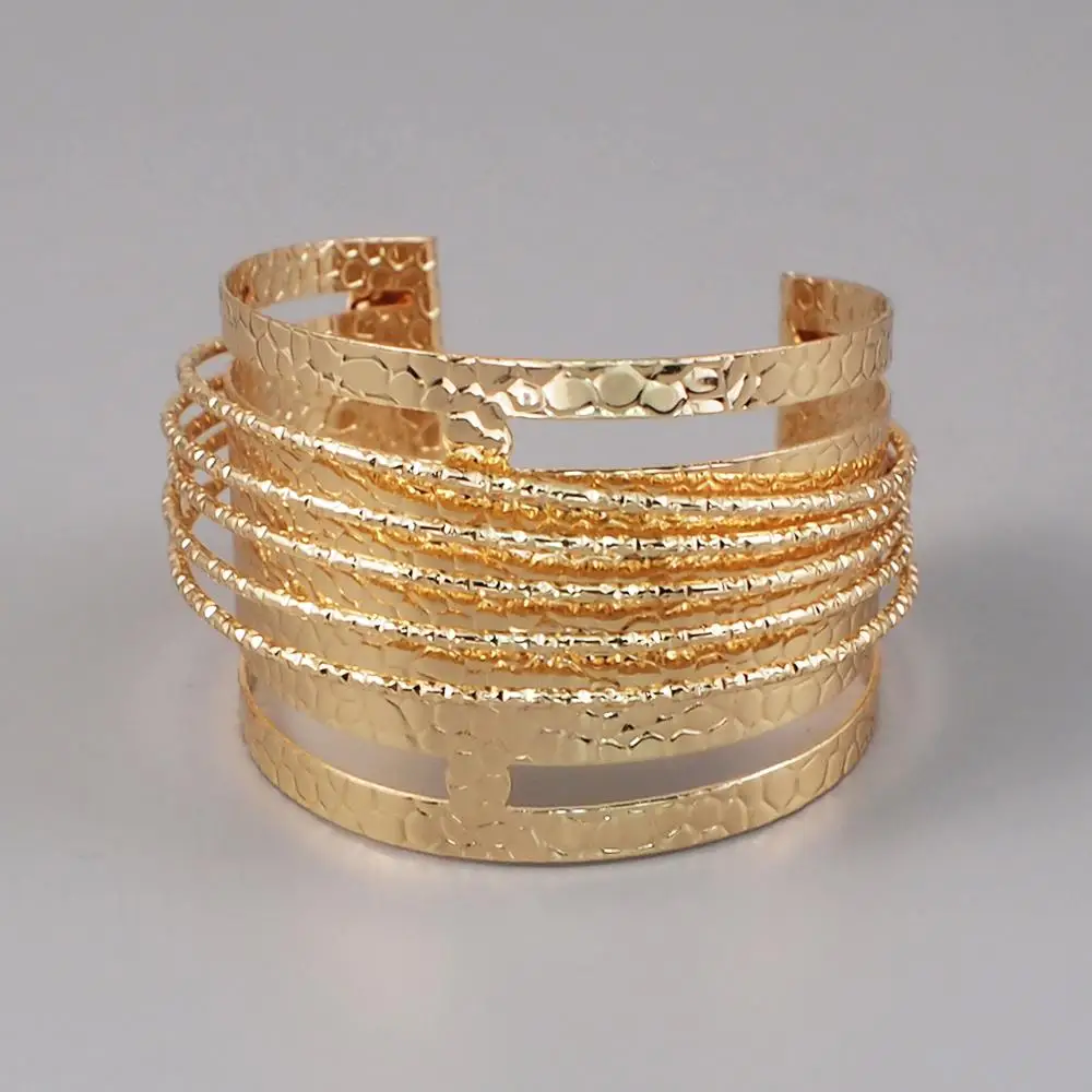 Простые браслеты HANSIDON на запястье с блестящей шероховатой поверхностью, позолоченные металлические массивные модные ювелирные изделия, оптовая продажа