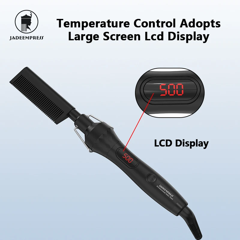 High Quality  500 Degrees Ceramic LCD Hot Comb Professional Heating Electrical Hair Straightening Comb