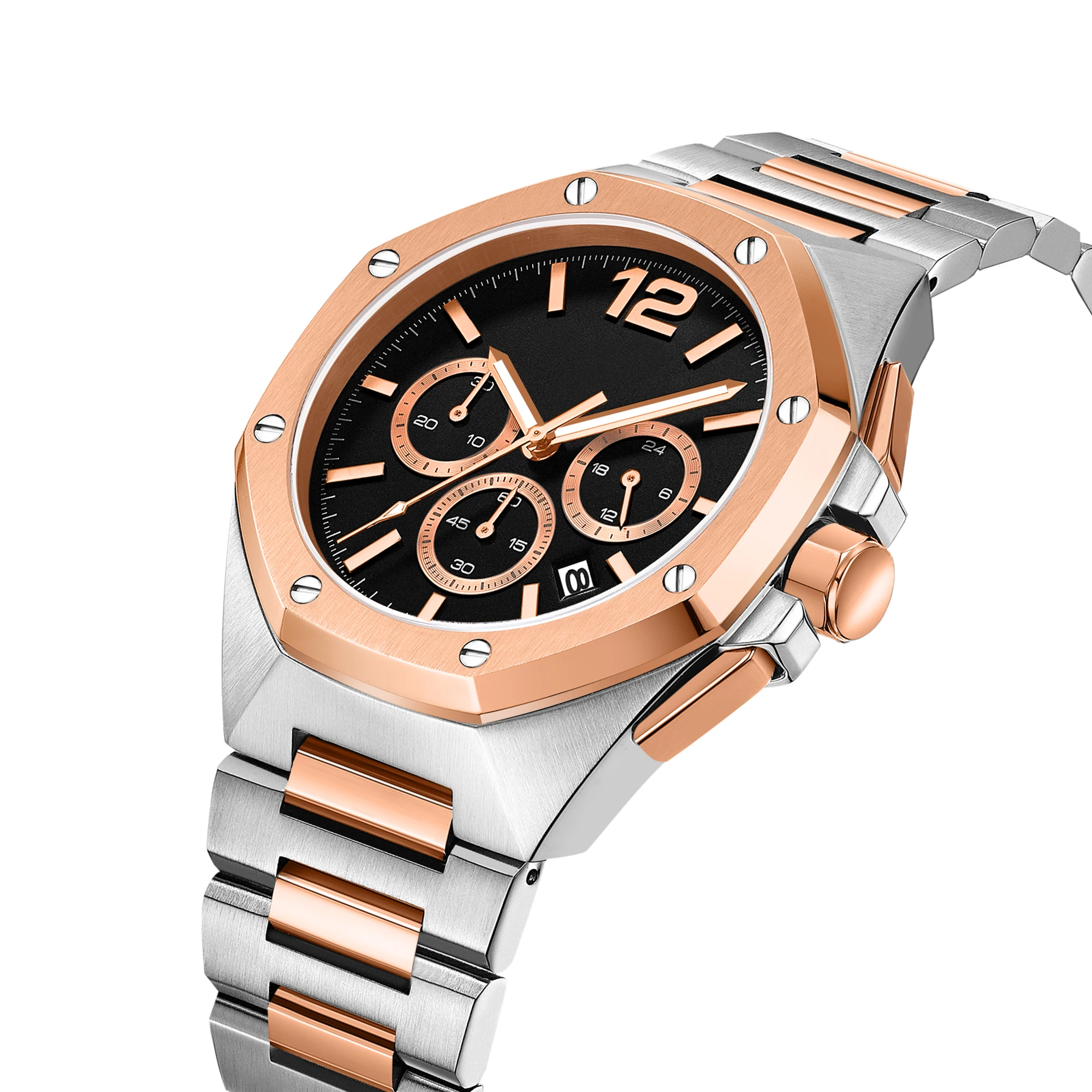 2021 Luxury Man Watches Top Brand Customized Hand Watches Men Two Tone Rose Gold Quartz  Watches
