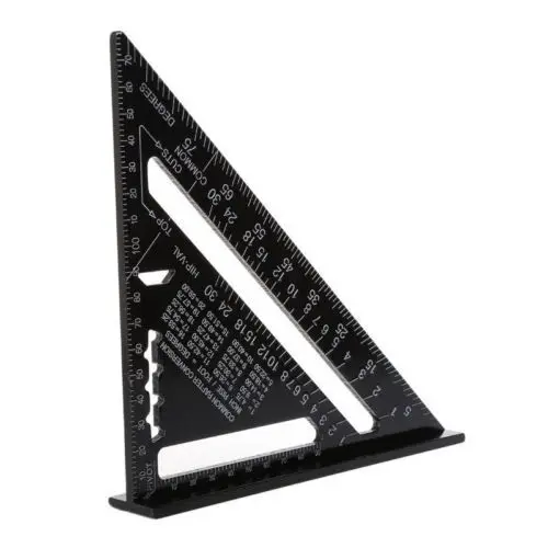 High precision 7' 12' Aluminum alloy triangular plat try square Black oxidation metal ruler protractor triangle ruler