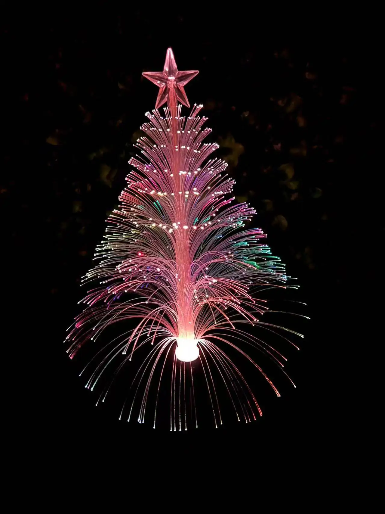 Solar Christmas Trees Lights Outdoor LED Fiber Optic Nightl Lamp Waterproof 7 Color Changing Solar Stake Light