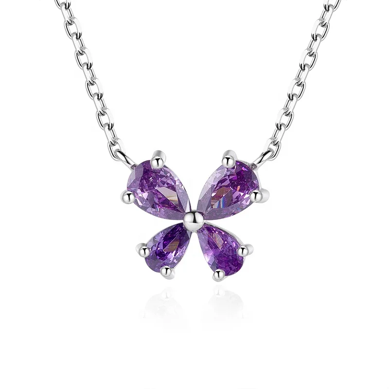 Fashion 925 women silver fish tail colorful stone pendant necklace