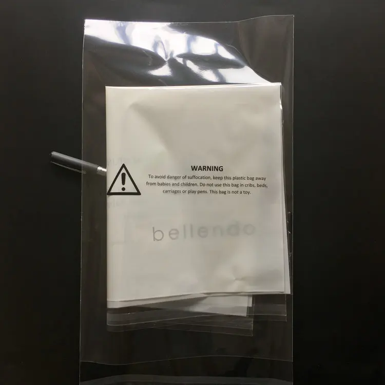 
Custom Cellophane Polybag Packaging Clear Plastic Opp Poly Bag with Suffocation Warning Bags 