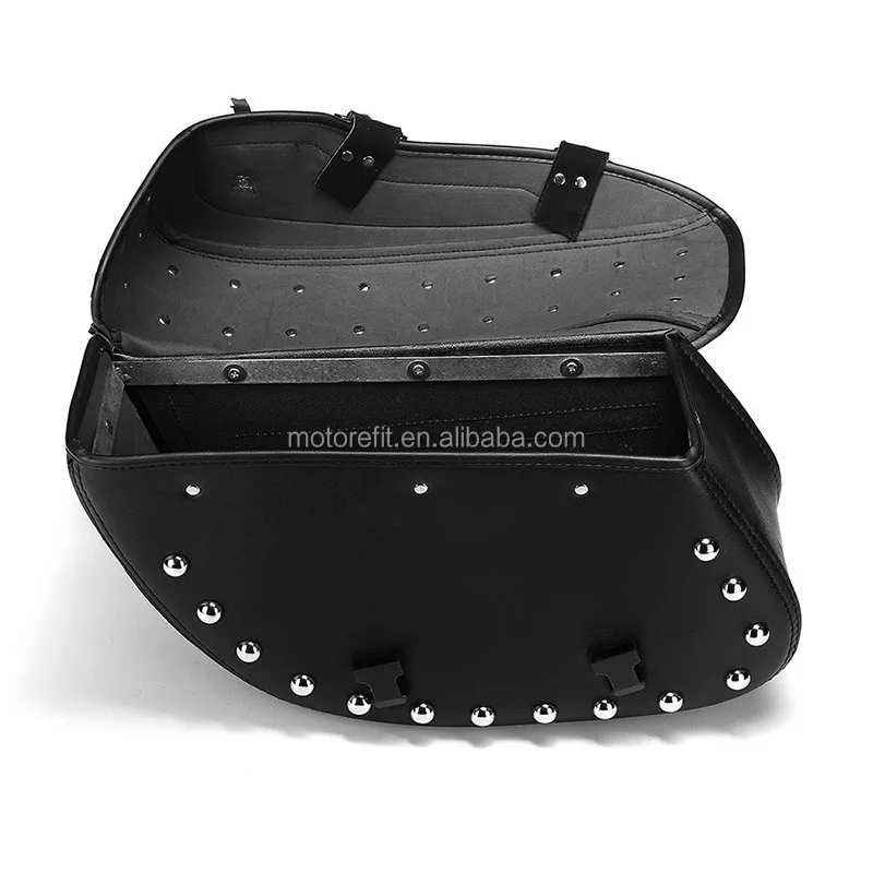 Hot Sale Motorcycle Bag PU Leather Black Saddlebag Side Bags Motorbike Saddle Leather Bag For Harley Sportster 1200XL 883