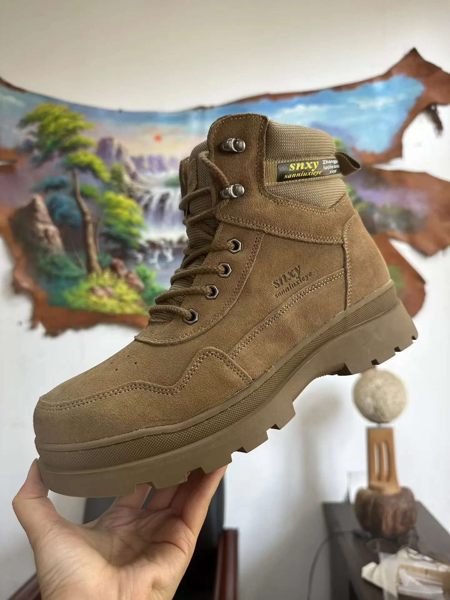 Genuine Leather Fashion Men Boots Wool Lining Rubber Outsole Snow Boots Mid-top Designer Snow Boots