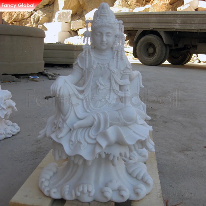 Life Size Large Buddha 2m White Stone Marble Guanyin Kwan Yin Statue For Decoration