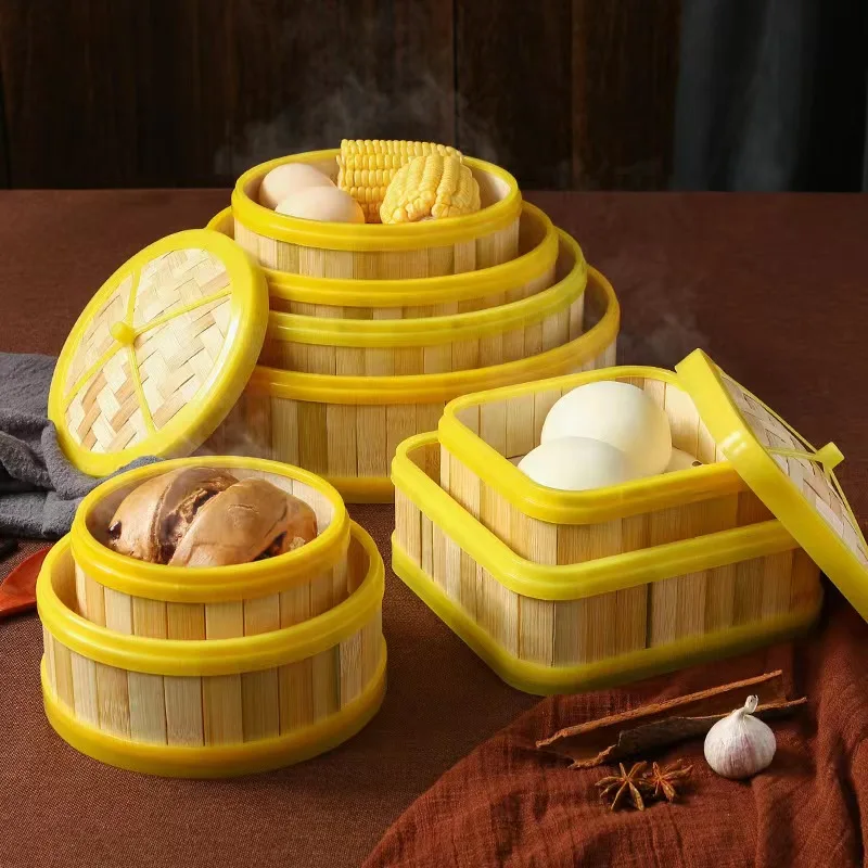 Jinjian bamboo bamboo steamer with plastic rim for dim sum commercial steamer with plastic rim for steamed buns