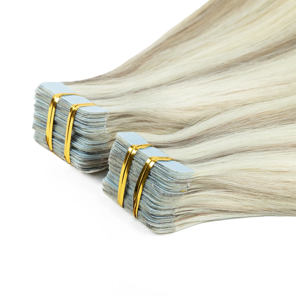Popular Russian tape hair extensions Double Drawn Real Human Hair Virgin Tape Hair