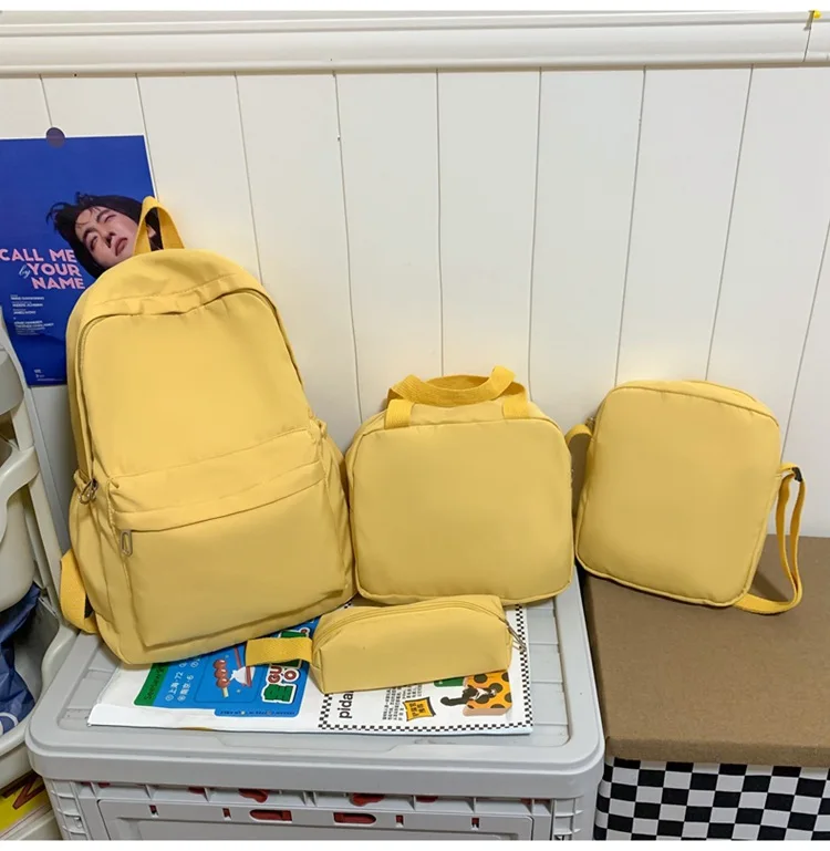 Fashion High Quality Girl Backpack Cute College 4-piece Set Waterproof School Bookbag Backpacks with Lunch Bag Pencil Case