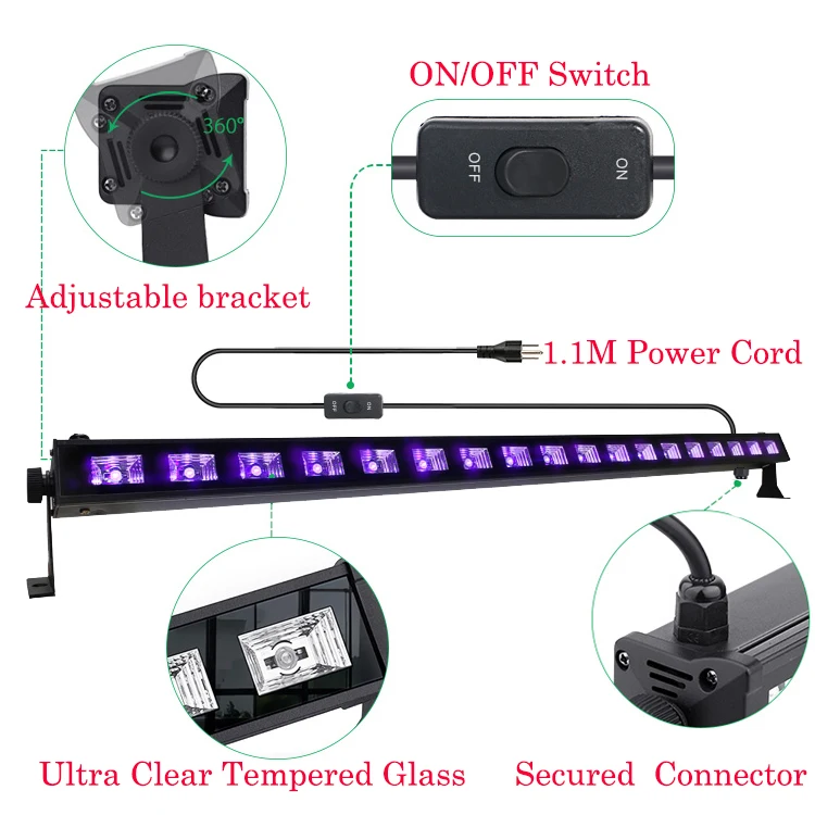 54W LED Black Light for Blacklight Paint Neon Party Halloween Hunted House Mini Golf Birthday Party