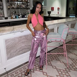 Hot Selling Ladies Y2K Clothing Trousers PU Leather Streetwear Techwear Winter Clothes Long Pants For Women