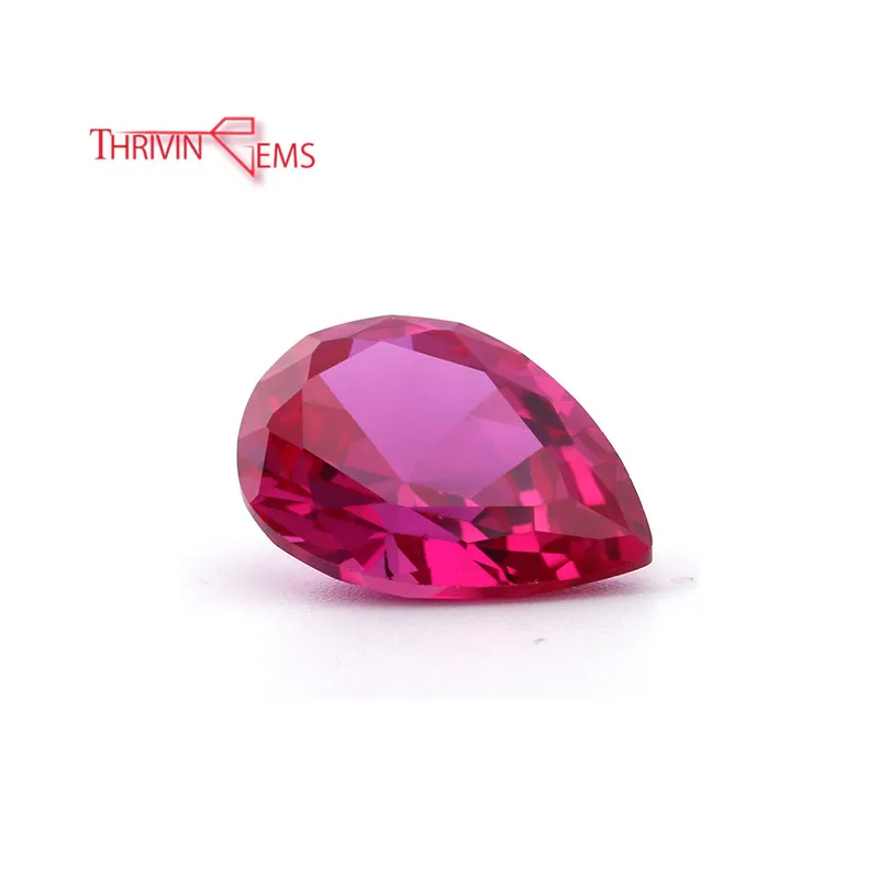 Thriving Gems Best Price 3# Pear Brilliant Cut Ruby Wonderful Synthetic Diamond Corundum