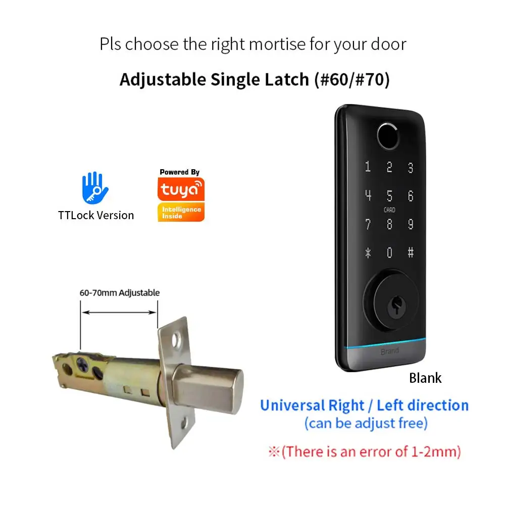 BLE Digital Door Handle Lock Battery Powered TTLock APP Biometric Fingerprint Keyless Safe Home Smart