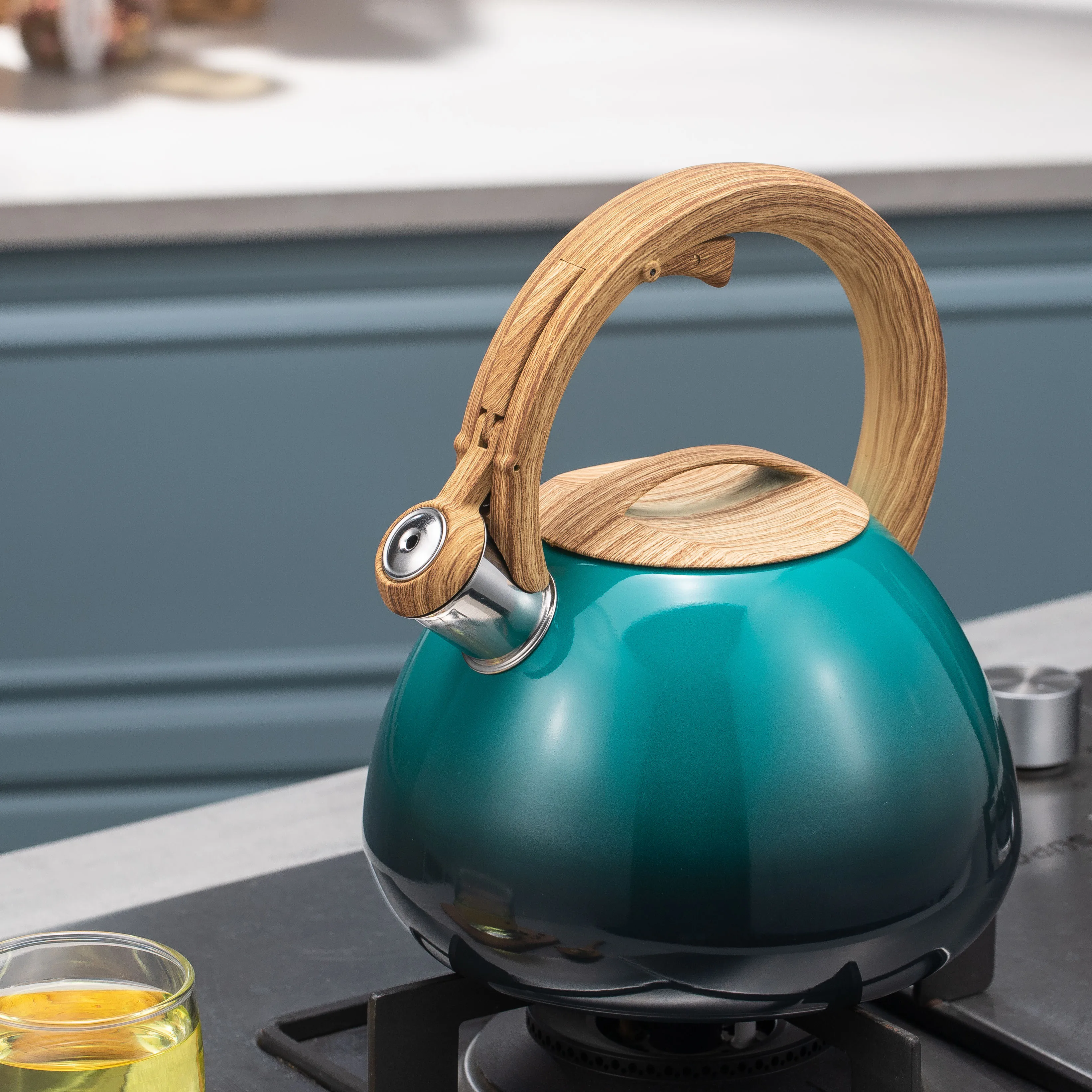 Домашний чайник для воды л, кухонный чайник с градиентным покрытием, чайники из нержавеющей стали со свистком