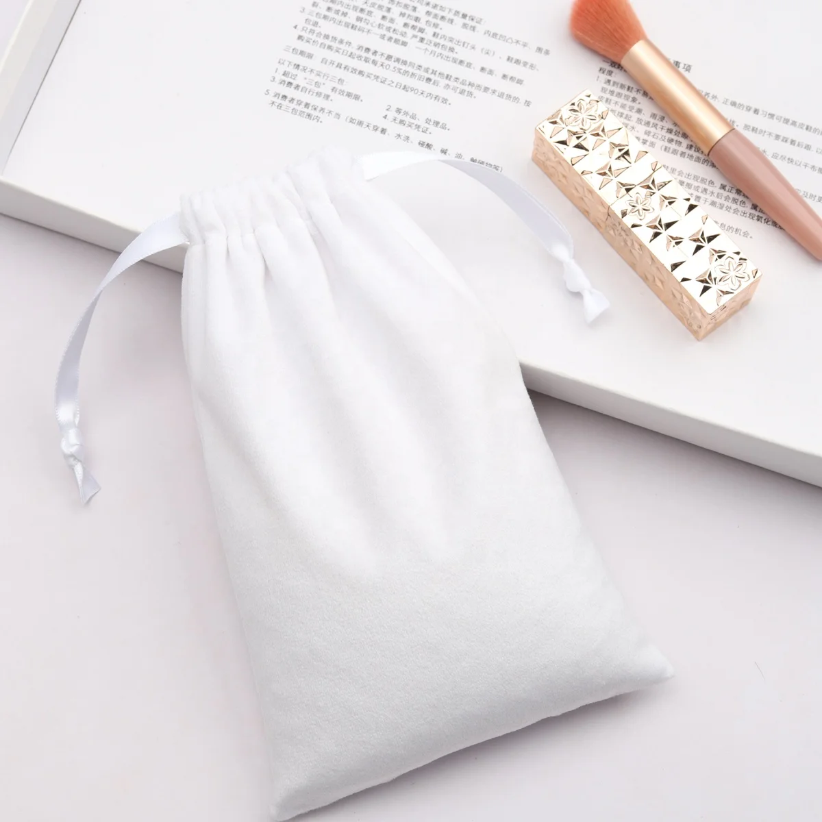 High End White Velvet Gift Drawstring Bag For Shaver Luxury Soft Jewelry Watch Packing Dust Pouch