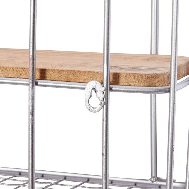 Bathroom Wall Hanger Organizer Hanging Basket Door Pantry Storage Rack Wood Wall Mount Shelf Floating Shelves with Hooks