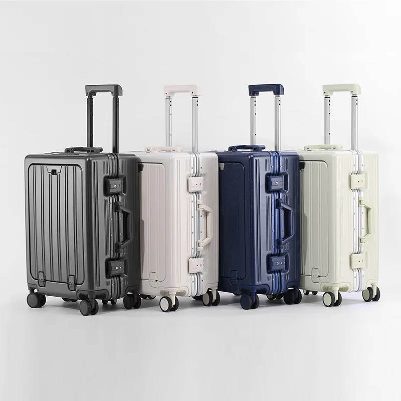 Manufactory Carry on PC Hardside Suitcase Luggage with Front Pocket USB Charging Port Spinner Trolley for Luggage with TSA Locks
