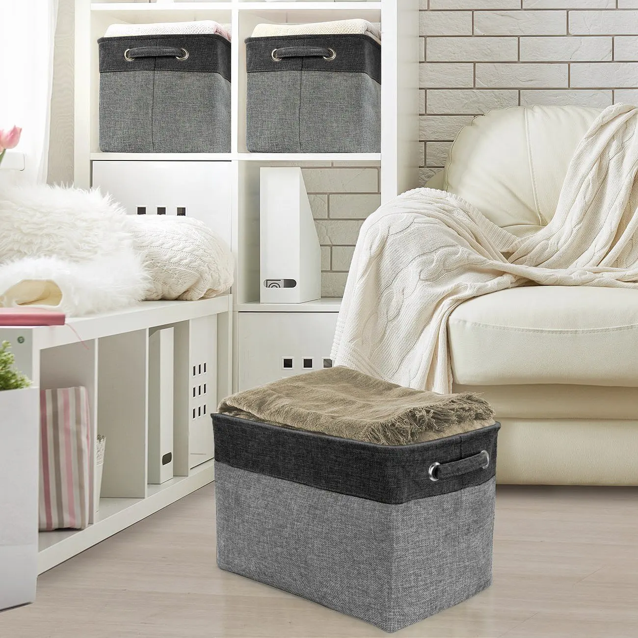 Складные прочные декоративные корзины для хранения полок из льняной ткани GuangZhou