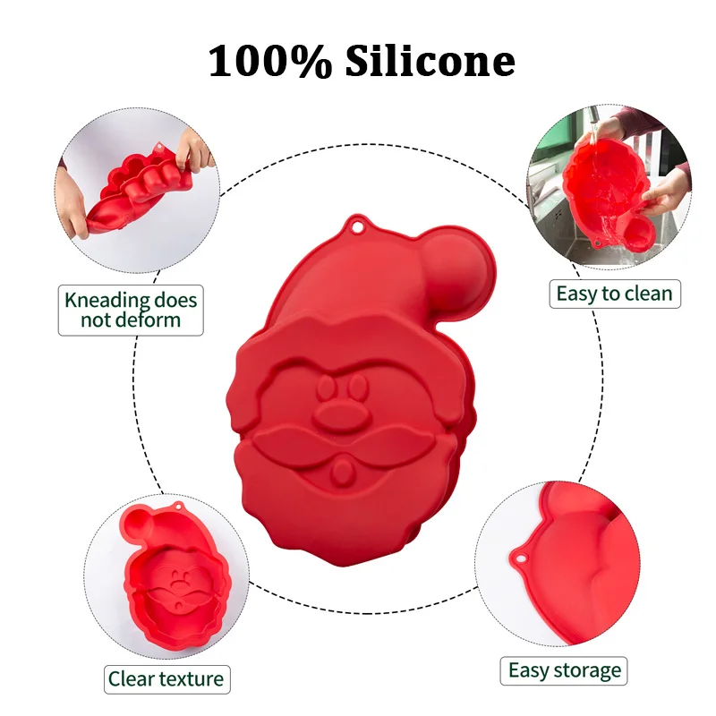 Christmas Tree Santa Gingerbread Man Snowflake 3d Christmas Silicone baking Mold For Cake