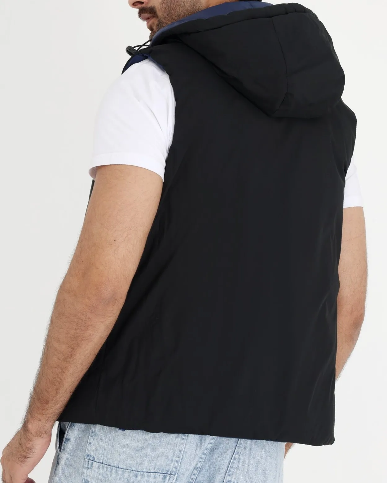 Sleeveless Double Sided Puffer Vest For Men Hooded Fashion Puffer Vest Lightweight Down Jacket With Removeable Hood For Men