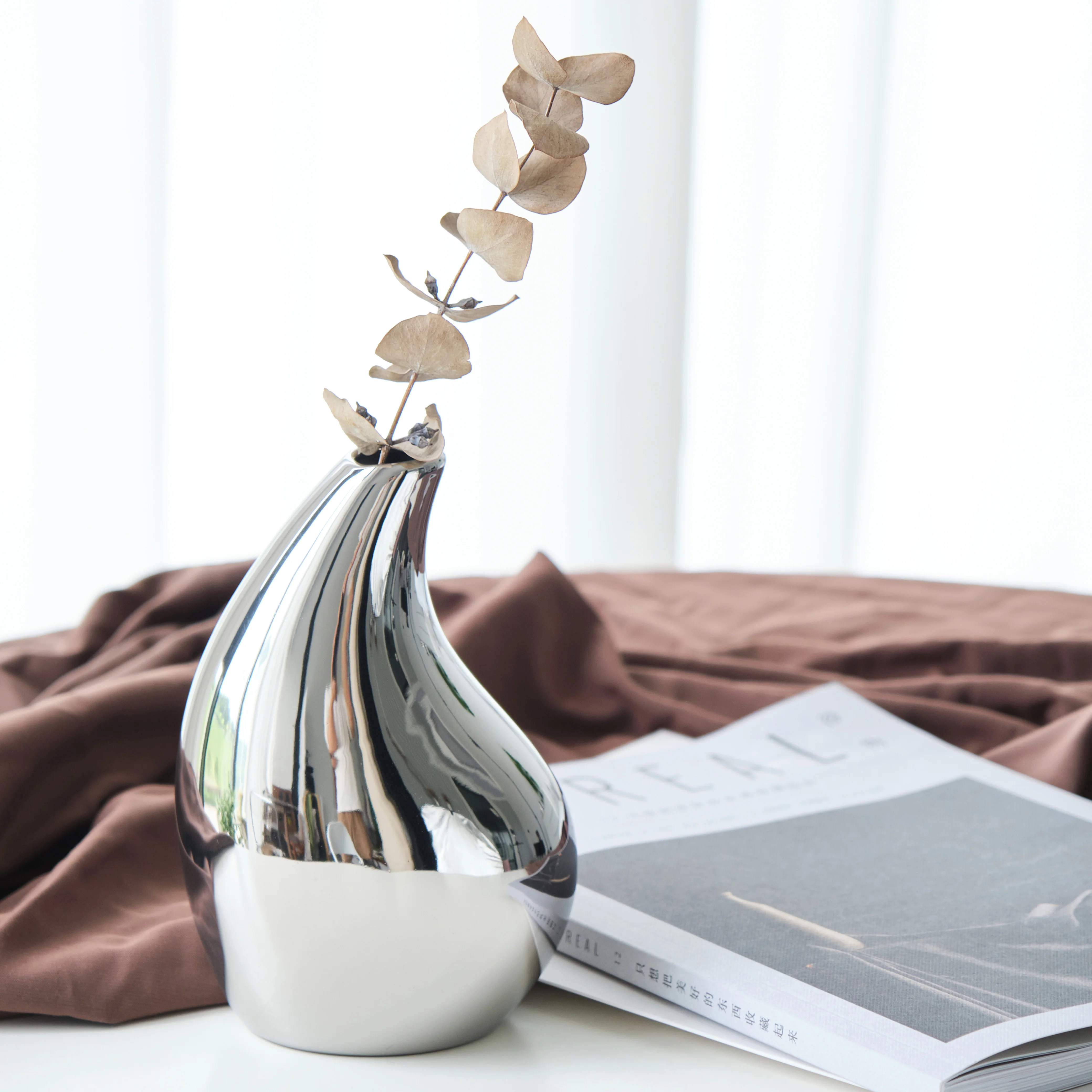 Luxury Style Home Living Room Wedding decoration plant Vase Modern silver ceramic Flower Vase