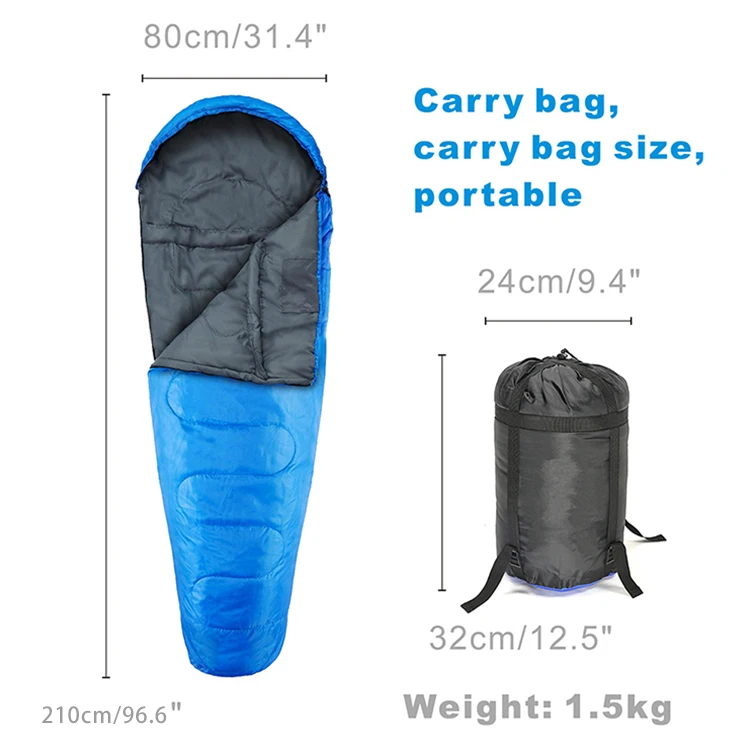 210T Polyester Canvas Sleeping Bag Waterproof Camping Outdoors Mummy Outdoor Bags For