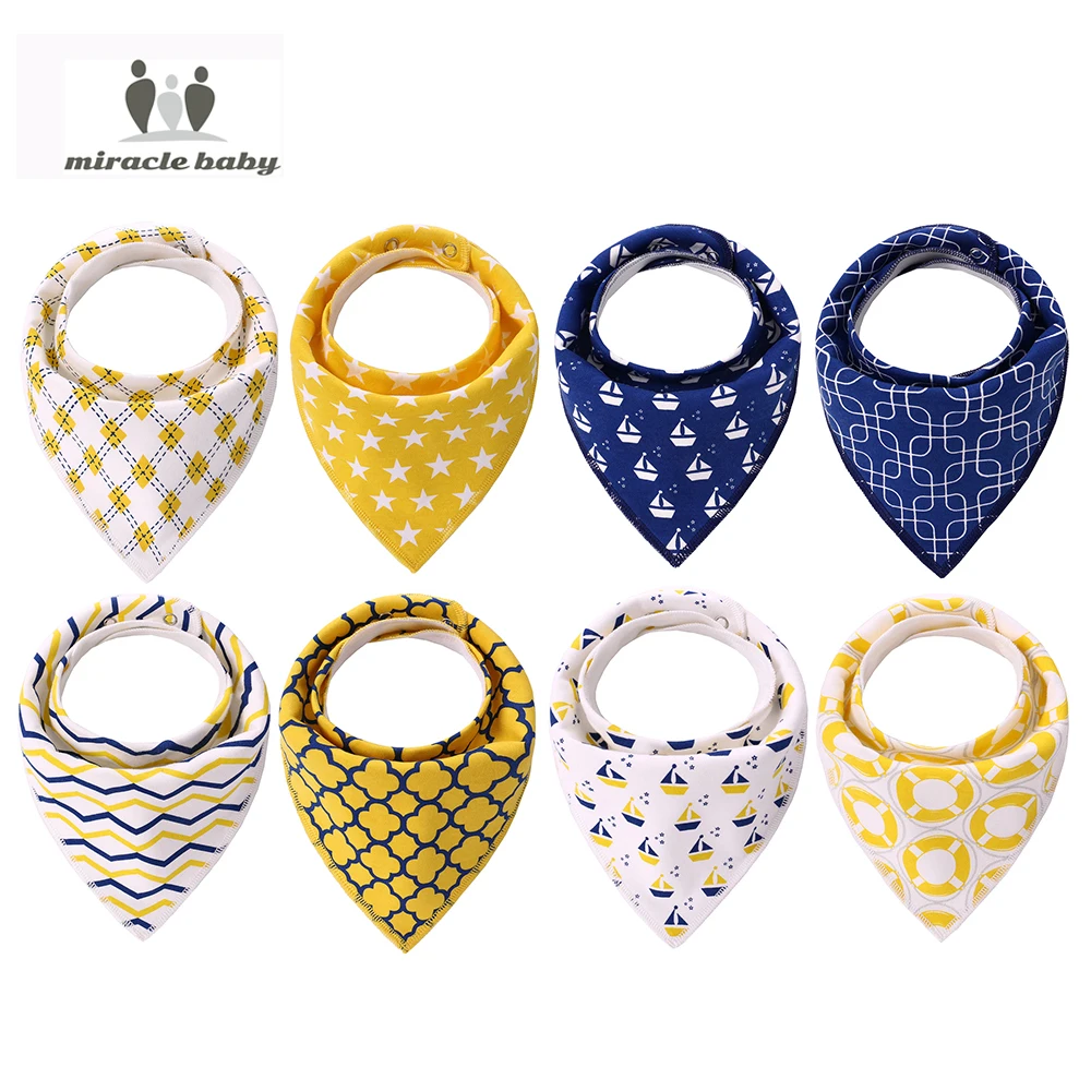 China wholesale bandana bibs 3/4/8pcs Fashion Design And Eco Cotton Baby Bibs Bandana With Snaps Baby Bibs Baby Bandana Drool