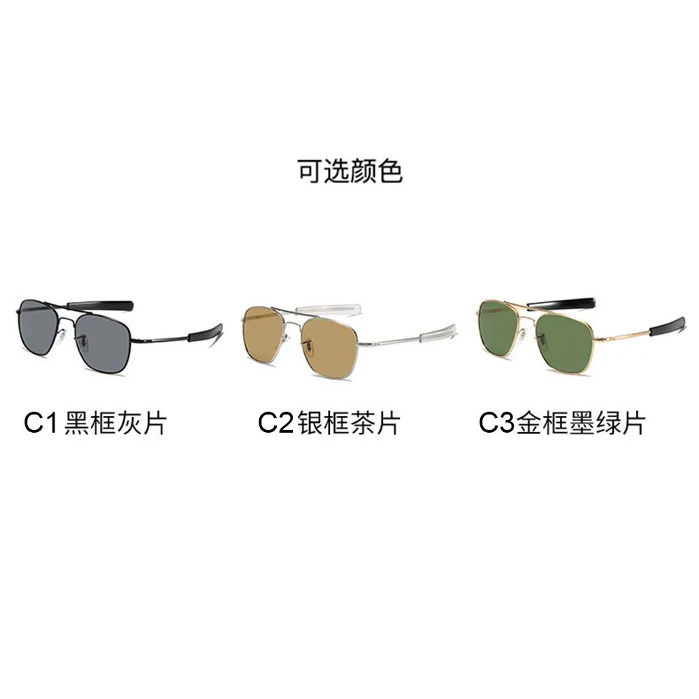 Retro Trendy Pilot Metal Glasses Sunglasses Men American Optical Glass Lens Sunglasses