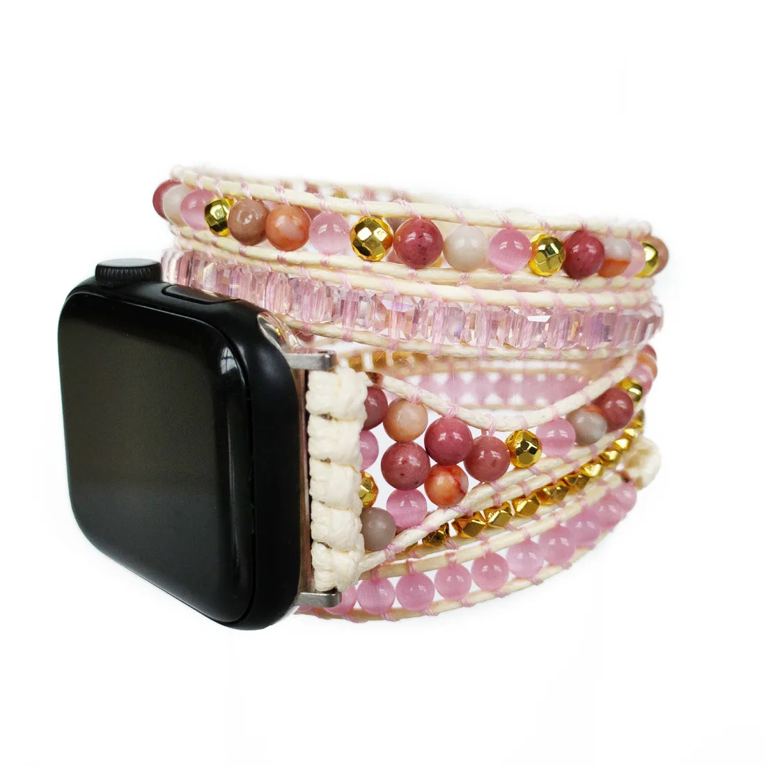 Adjustable Boho Watch Band for Apple Watch 40mm/44mm,Luxury Jewelry Beaded Watch Strap for iwatch Strap Woman