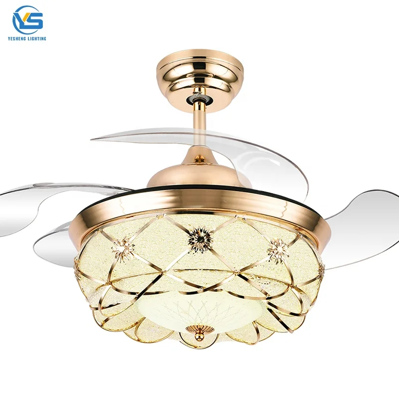 2014A Luxury crystal ceiling fans Remote Control 36 inch invisible crystal ceiling fan