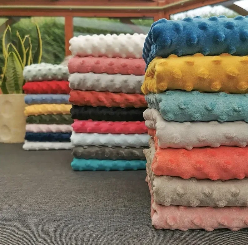 Wholesale multi-color Minky Dots Babies Craft Fabric Breathable Comfortable and soft Minky Cuddle Dot Minky Dimple Dots Fabric