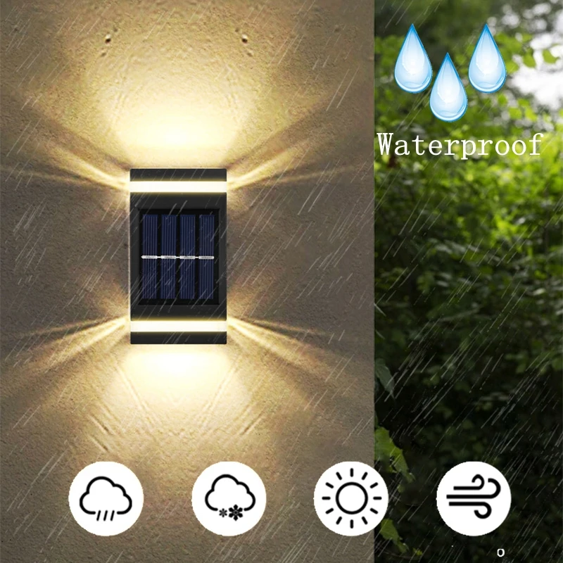 Solar Wall Light Outdoor Waterproof Wall Washer Garden Light Up and Down Luminous Lighting Stairs Fence Sunlight Lamp