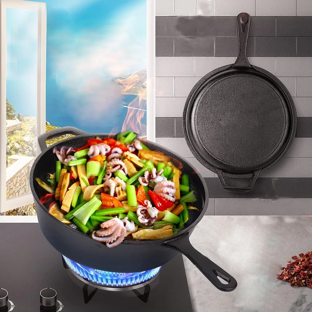 Manufacturer Cookware Pre Seasond Eco Friendly Vintage Dutch Oven Cast Iron Pots and Pans Set