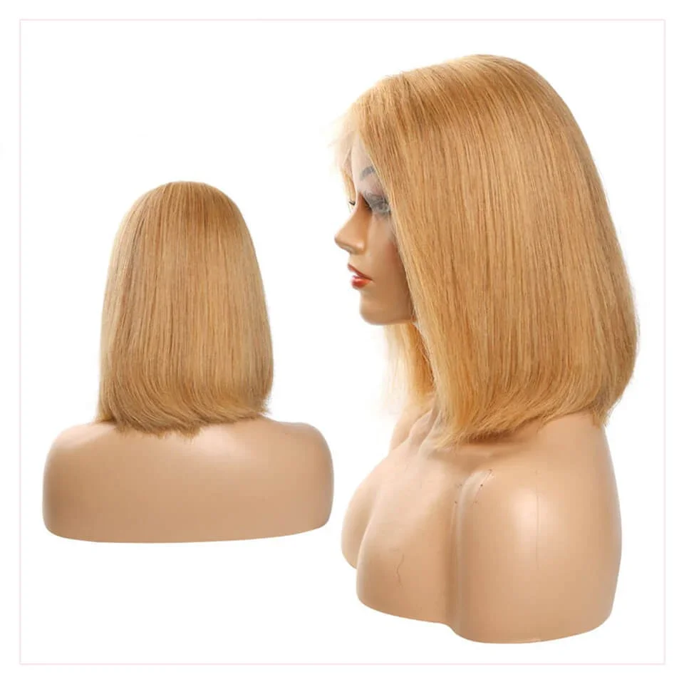Wholesale Best Quality  100 virgin human hair frontal wigs silky straight lace  bob wigs 180% transparent lace  for black women
