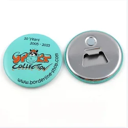 Customized Logo Round Refrigerator Magnet Tin Badge Button Magnetic Wine Beer Bottle Opener