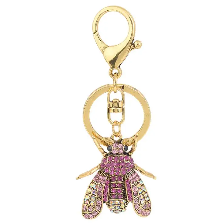 CH4392 Vintage insect key Chains Alloy Rhinestones Key Chain jewelry Wholesale