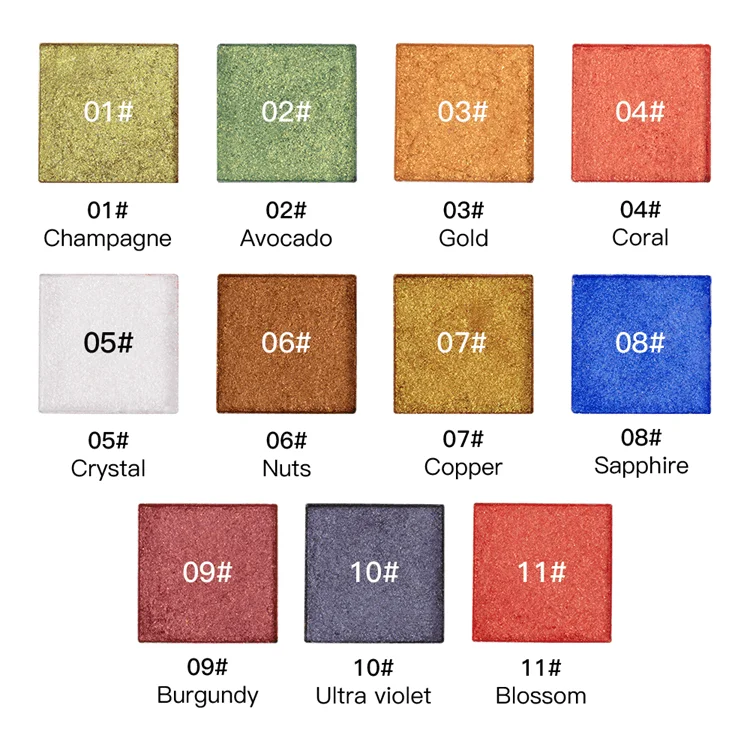 Domani Beauty Long Lasting Gold Custom Private Label Glitter Loose Pigment Cheap Red Makeup 11colors Single Eye Shadow Eyeshadow