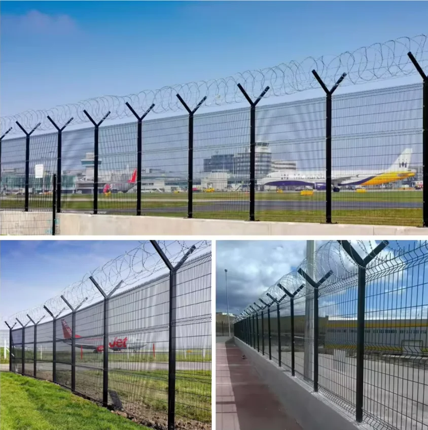 Y Post Airport Prison Fence Concertina Razor Barbed Wire Fence Wire Mesh Fence Panels Net Iron Wire Mesh