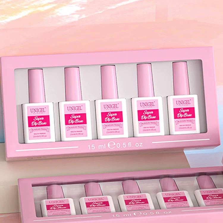Unigel OEM Nail Polish Wholesale Super Dip Base Gel Private Logo Dipping Liquid Set for Salon
