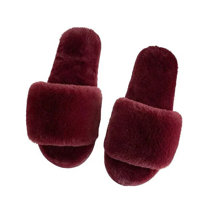 2023 wholesale Winter Plush One strap Elegant Indoor slippers for Women and Men Autumn New Design Home Flat Slippers for Ladies