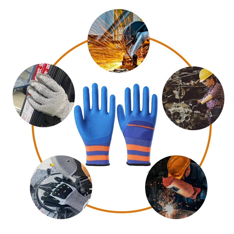 Sunnyhope 13 Gauge Nylon Latex Foam Reinforced Finger Gloves  Wear Resistant Water Proof Oil Proof Protective Gloves