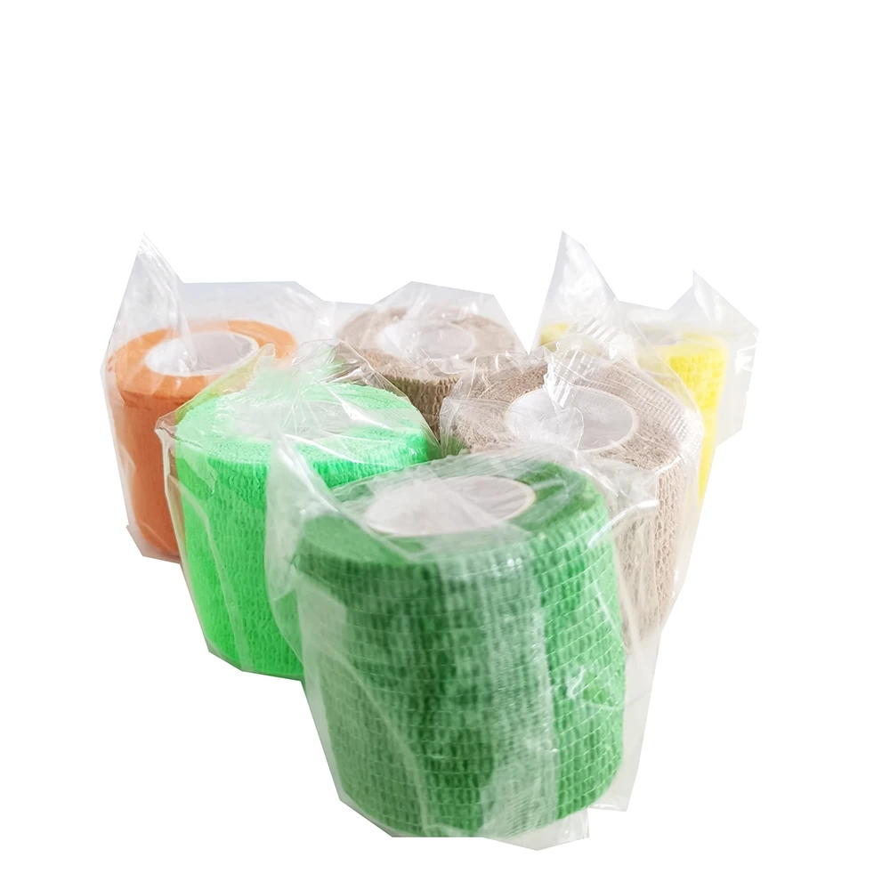 Bulk Wholesale Custom Logo Printing Medical Supplies Non Woven Easy Tear Self Adhesive Vet Wrap Cohesive Elastic Bandage