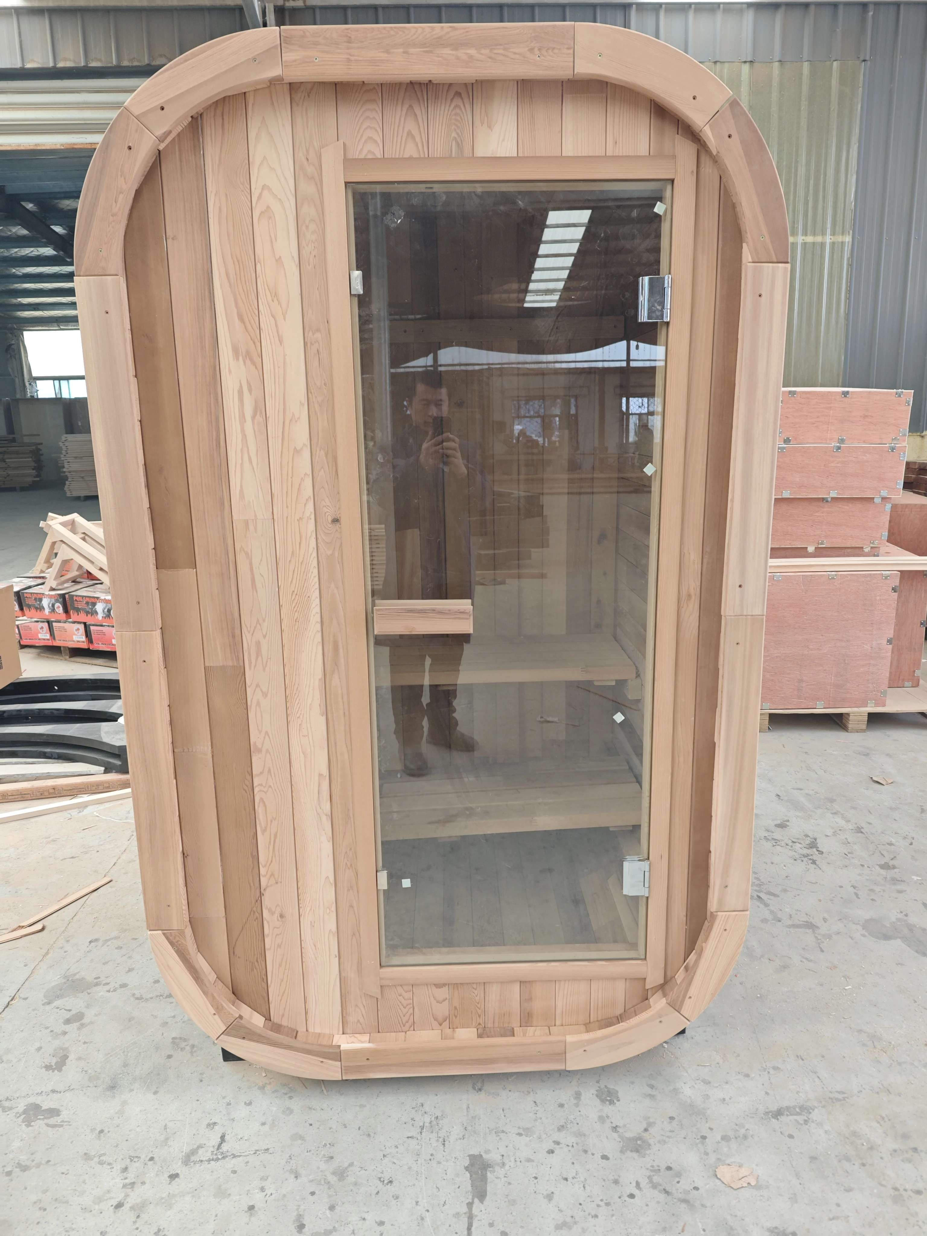 1 Person Square Cedar Sauna Outdoor Steam Sauna Room Cube Sauna with 6KW Harvia Heater