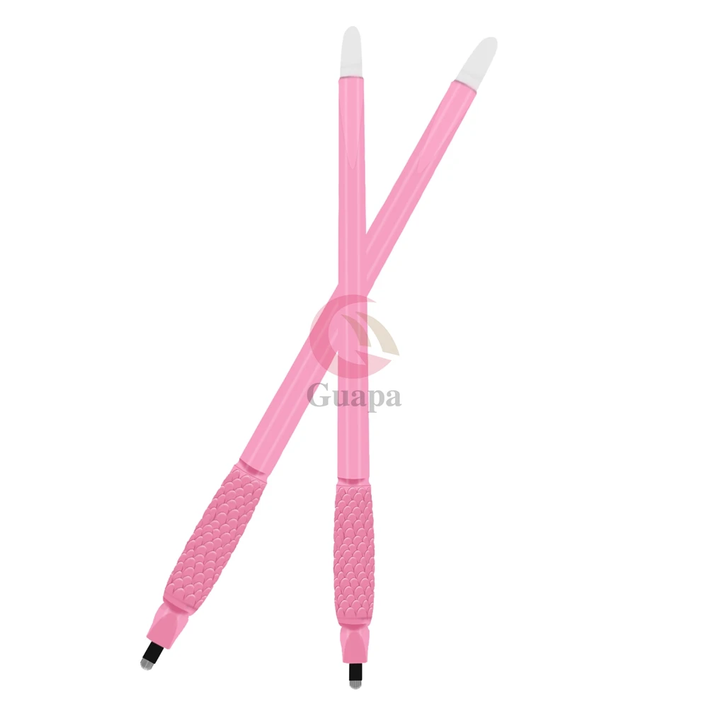 Pink 0.15mm 18U Disposable Microblading Pen Semi-Permanent Makeup Eyebrow Tattoo Pen with good effect for Brows Hair strokes