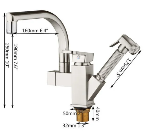 Beelee Rotating Kitchen Sink Faucet 2 Way With Pull Out Hand Sprayer