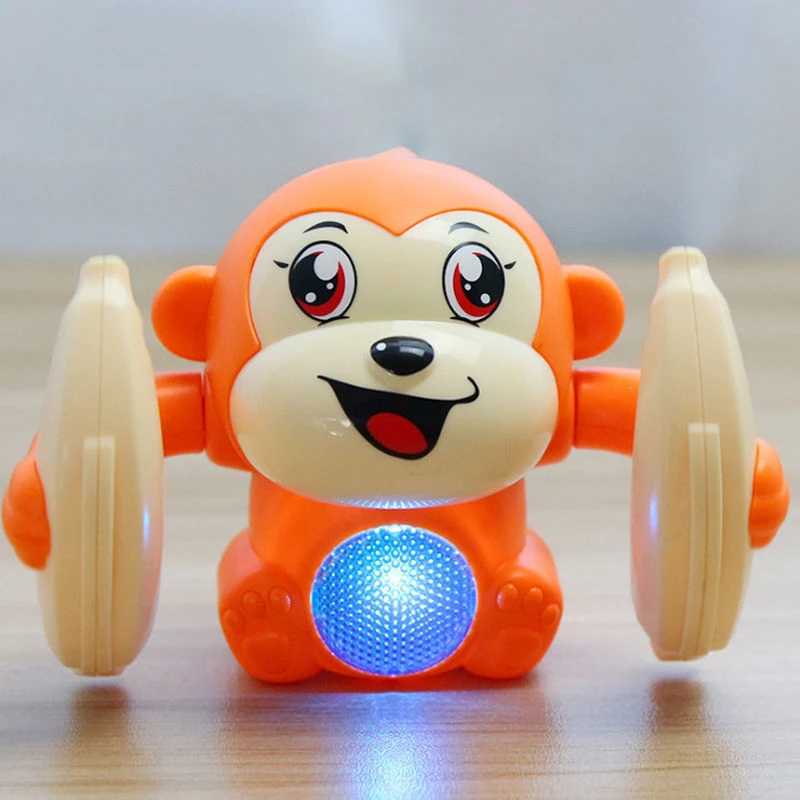 Voice Control Induction Cartoon Rolling Banana Baby Gift Electric Flipping Monkey Children Animal Model Toy