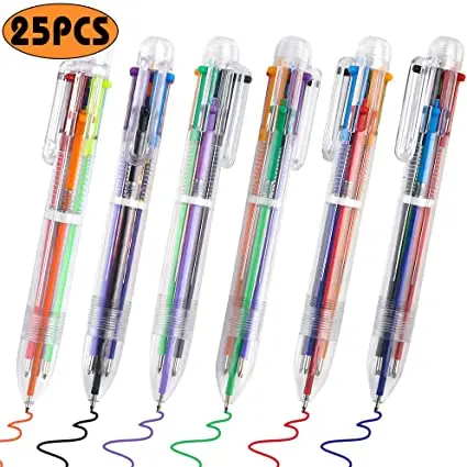Hot sell Multicolor Ballpoint Pens 6-in-1 Retractable Ballpoint Pens 6 Color 0.5 mm Shuttle Pens